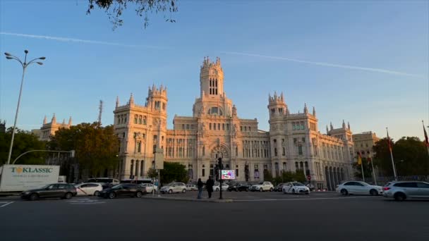Madrid Ισπανια Νοέμβριος 2023 Cybele Palace City Hall Κτίριο Στην — Αρχείο Βίντεο