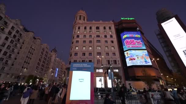 마드리드 스페인 2023 Gran Place Madrid Night Spain 고품질 — 비디오