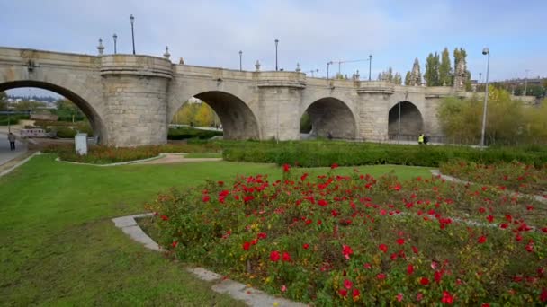 Podul Toledo Secolul Xviii Lea Din Madrid Rio Park Madrid — Videoclip de stoc