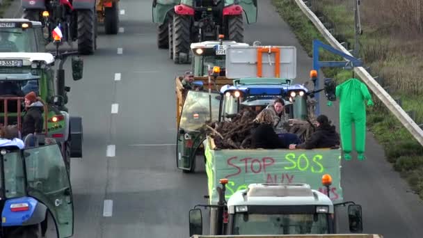 Франция Бордо Января 2024 Года Демонстрация Фермеров Блокада Площади Платных — стоковое видео