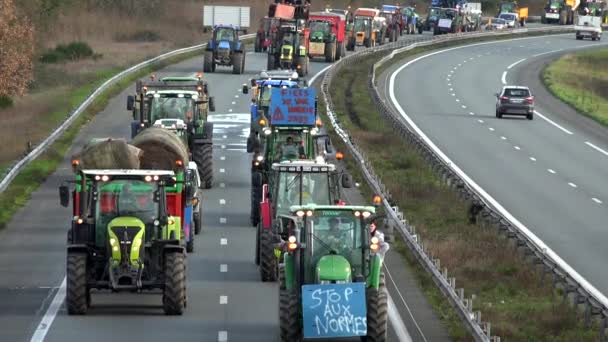 Francja Bordeaux Stycznia 2024 Demonstracja Rolników Blokada Placów Poboru Opłat — Wideo stockowe