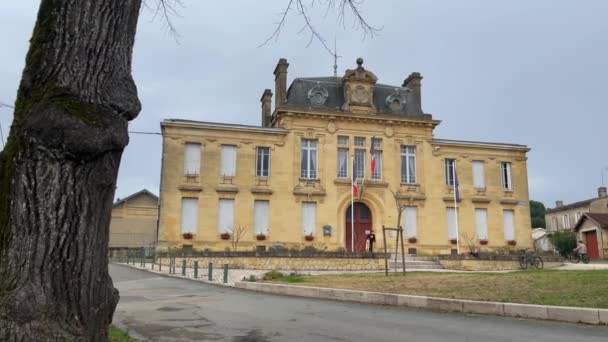Francie Gironde Ledna 2024 Emblematický Pohled Malou Francouzskou Radnici Vesnici — Stock video