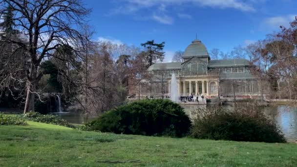 西班牙马德里 2023年2月23日 西班牙马德里布恩退休罗公园玻璃宫Palacio Cristal的时间 高质量的录像 — 图库视频影像