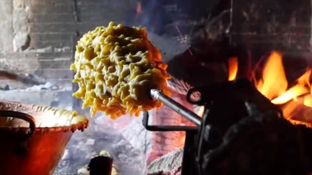 Odun Ateşinde Kavrulmuş Kek Pirenes Atlantik Fransa Yüksek Kalite Görüntü — Stok video