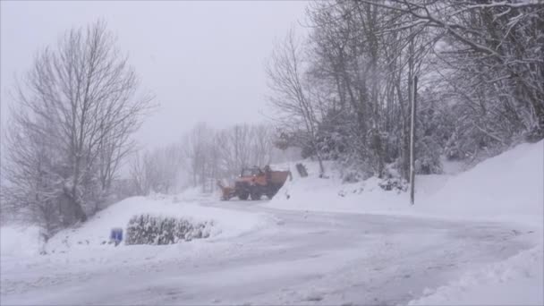 Sníh Odstranění Sněhem Pluh Stroj Stroje Odstranění Sněhu Pyreneje Francie — Stock video