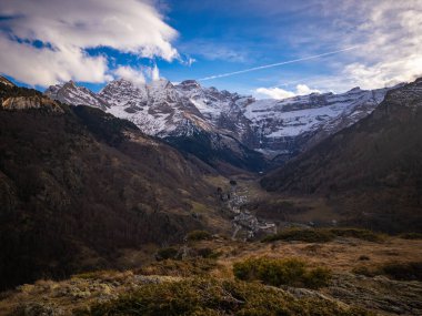 Sunset over the Pyrenees mountains near Gavarnie, High quality 4k footage clipart