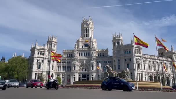 Madrid Ισπανια Απριλίου 2024 Cybele Palace City Hall Κτίριο Στην — Αρχείο Βίντεο