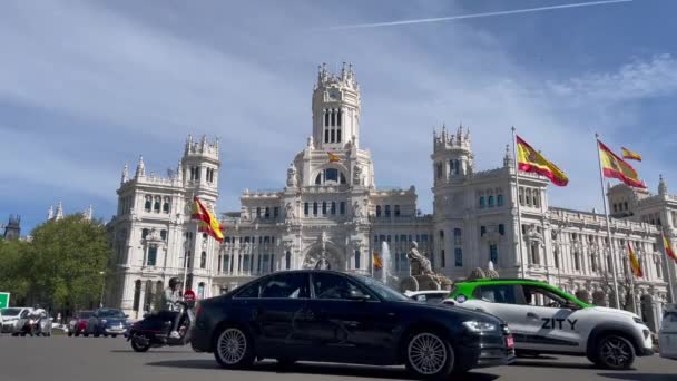 Madrid Spain Nisan 2024 Cybele Sarayı Belediye Binası Yüksek Kalite — Stok video
