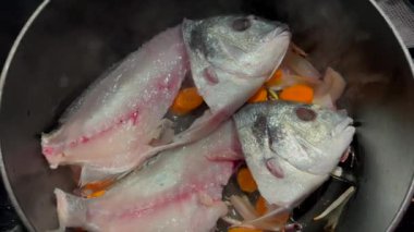 Tabaklarınıza eşlik edecek bir sos yaratmak için havuç, soğan, kekik ve defne yapraklarıyla çerez pişirin. Yüksek kalite 4k görüntü