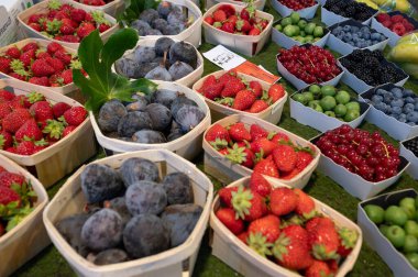 Rouen 'de bir markette taze meyve satılıyor, Normandiya Lisesi kalitesinde.