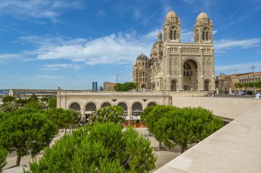 Marseille, France - March 25, 2024: View of the Cathedral Sainte-Marie-Majeure de Marseille or de la Major is a Roman Catholic cathedral, and a national monument of France, High quality photo clipart