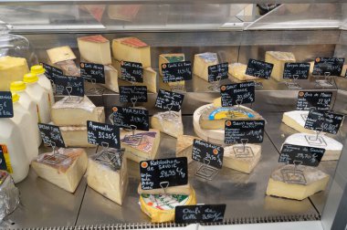 France, Rouen, August 4, 2023, Traditional French cheese sold in Rouen, Normandy, France, High quality photo clipart