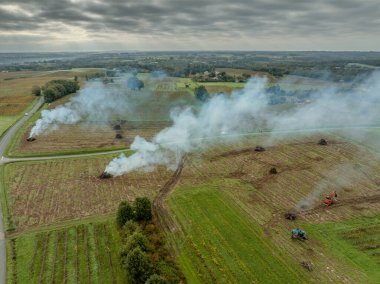 FRANSA, GIRONDE, NAUJAN-ET-POSTIAC, BACKHOE yükleyicisiyle BORDEUX VINEYARD UPROOTING CAMPAIGN. Yüksek kalite fotoğraf