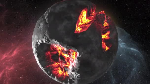 Martwa Bombardowana Planeta Blisko Słońca Kosmosie Widok Kinowy Martwej Planety — Wideo stockowe