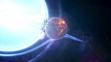 Büyük kara delik, uzaylı gezegen 3D 'sini emiyor. Kara Delik gezegenleri çekiyor. Bilim kurgu konsepti 2024.