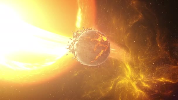 Buraco Negro Alaranjado Maciço Suga Planeta Alienígena Renderização Grandes Planetas — Vídeo de Stock