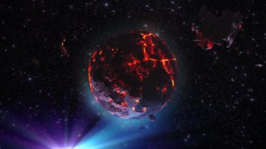 Sıcak magmalı Ölen Gezegen, 3D ölmekte olan gezegeni çevreleyen asteroid, 4K, 2022