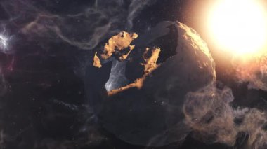 Birçok Asteroit Dünya Dış Uzay Gezegeni Sinematik Görünüm, 4K, 2024