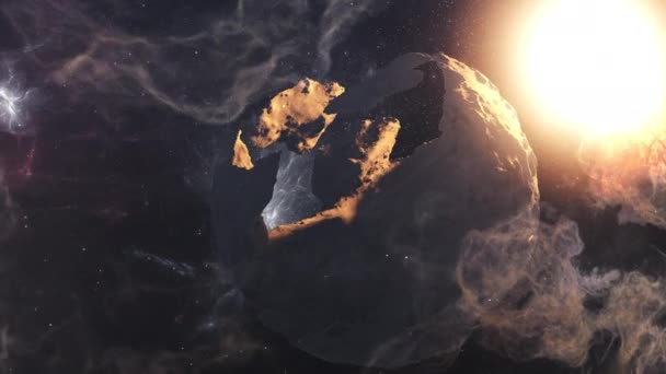 Veel Asteroïden Weg Naar Planeet Earthouter Space Cinematic View 2024 — Stockvideo