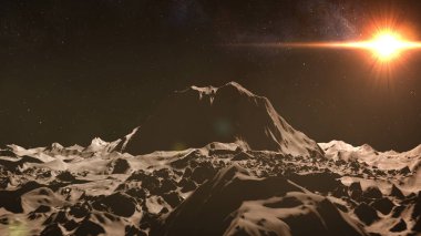 Uzaylı gezegeni derin uzay 3 boyutlu uzaylı kayalık gezegeni, 4K, 2022