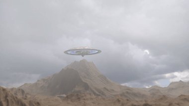 UFO uzay aracı. Uzaylı bilim kurgu konsepti. 4K, 2024.