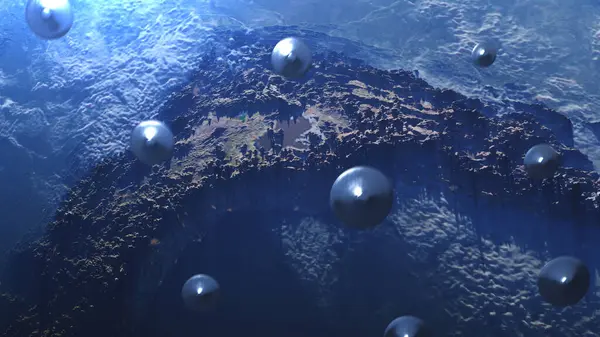 エイリアンソーサーUfoの艦隊は 地球の大気の上空を飛行し エイリアン侵略Sfコンセプト 2024 ロイヤリティフリーのストック画像