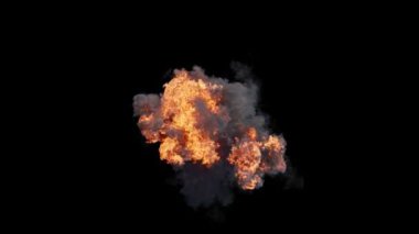 Yangın patlaması simülasyonunun alfa kanalı (şeffaf arkaplan)