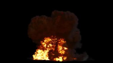 Yangın patlaması simülasyonunun alfa kanalı (şeffaf arkaplan)