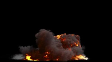 Yangın patlaması simülasyonunun alfa kanalı (şeffaf arkaplan)