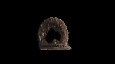 Harflerin 3d görüntülenmesi alfa kanalı (şeffaf arkaplan) ile toz simülasyonuna dönüşür)