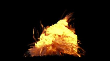 Yangın patlaması simülasyonunun alfa kanalı (şeffaf arkaplan)