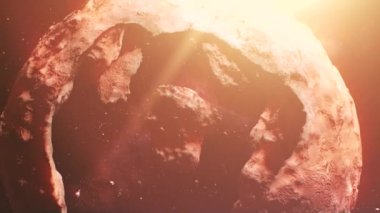 Derin uzayda asteroitlerle dolu ölü boş bir gezegen.