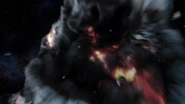 Büyük göktaşı ve Dünya 'ya doğru dönen meteorlar