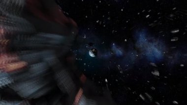 Büyük göktaşı ve meteorlar dünyaya doğru dönüyor.