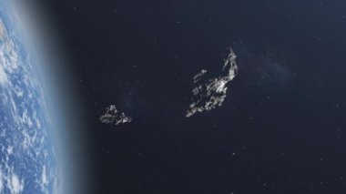 Dünya atmosferinin yakınında iki asteroid kayası çarpışır.