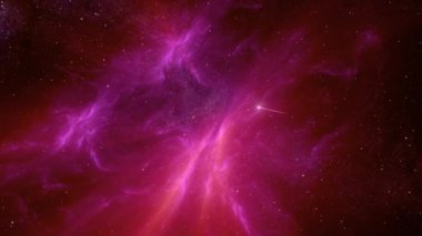 Güzel pembe ışınlarla uzayda uçan bir göktaşı