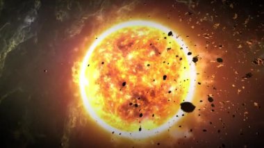 Göktaşı alanı Güneş 'e yakın, kamera yavaşça dönüyor.