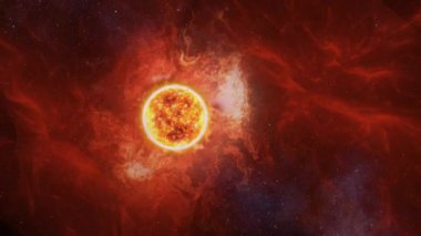 Derin uzayda güneş patlamaları olan Güneş 'e yakın bir kamera.