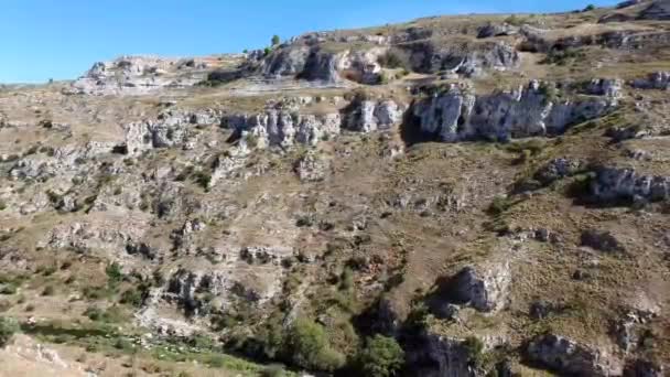 View Sassi Matera City Located Rocky Outcrop Basilicata — Stock Video