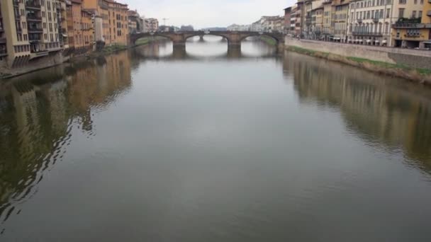 Vista Rio Arno Partir Ponte Vecchio Florença Toscana Itália — Vídeo de Stock