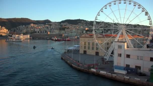 Vista Panorâmica Porto Genoa — Vídeo de Stock