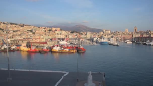 Panoramiczny Widok Port Genoa — Wideo stockowe