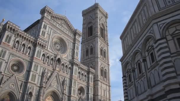 Uitzicht Kathedraal Van Florence Met Klokkentoren Van Giotto — Stockvideo