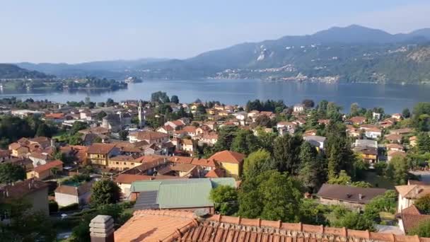 Vista Panorâmica Lago Orta Localizado Piemonte — Vídeo de Stock