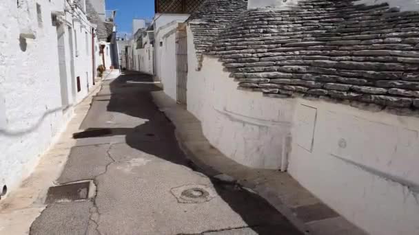 Trullo Typ Konisk Konstruktion Traditionell Torr Sten Från Alberobello Apulien — Stockvideo