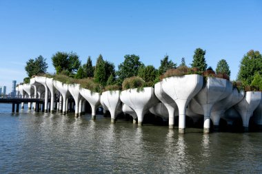 Hudson Nehri manzarası New York silueti arka planında