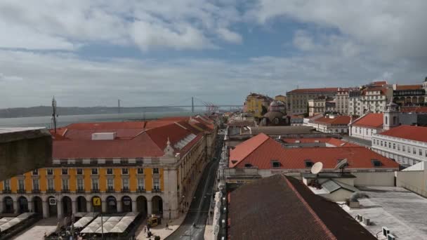 Panorámás Kilátás Lisszabonra Felülről — Stock videók