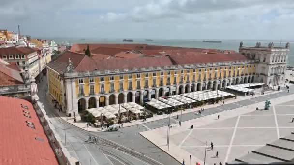 Praça Comércio Está Localizada Cidade Lisboa — Vídeo de Stock