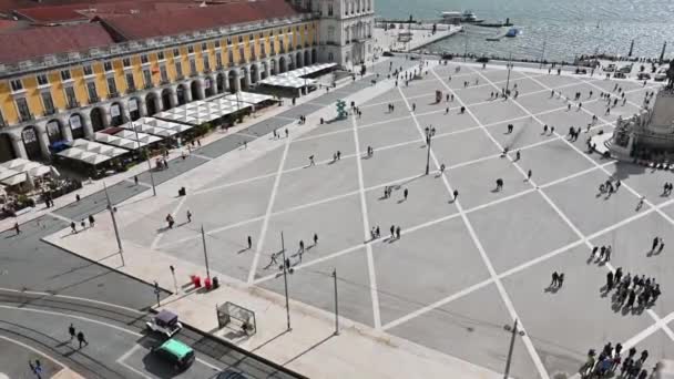 Handelsplatsen Ligger Staden Lissabon — Stockvideo