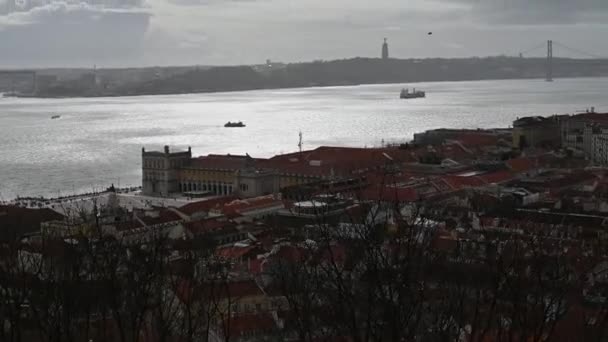 Panoramatický Pohled Shora Lisabon — Stock video